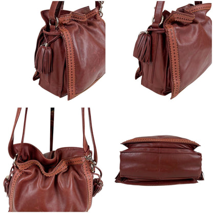 Loewe Flamenco 2-Way Shoulder Bag Tassel Charm Anagram Logo Bordeaux Wine Red — view 5