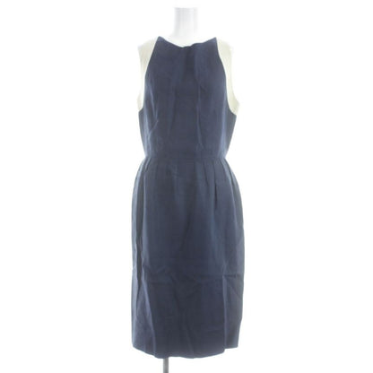 Chanel Vintage Set Jacket Double Sleeveless Dress Knee Length Linen Gold