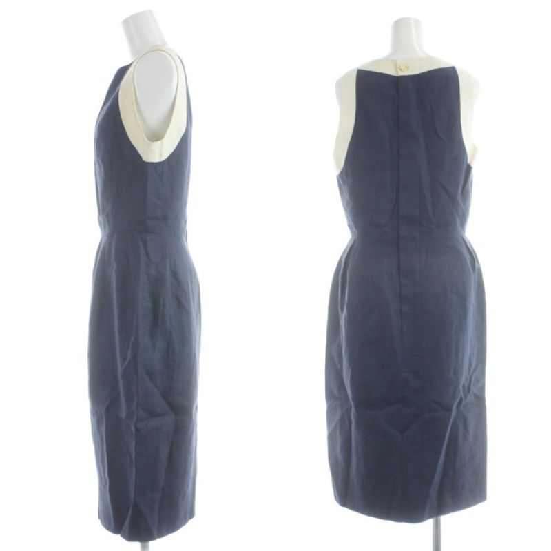 Chanel Vintage Set Jacket Double Sleeveless Dress Knee Length Linen Gold