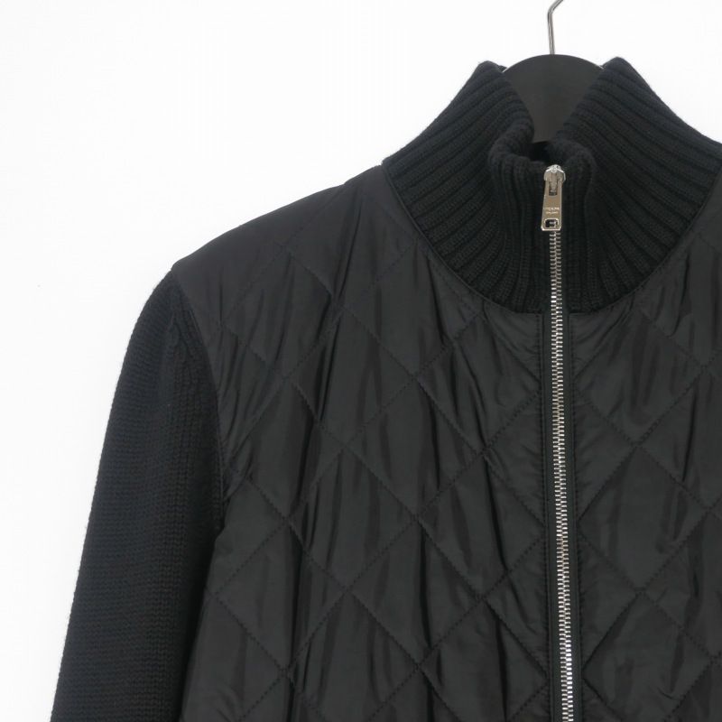 Prada Quilted Contrast Driver's Knit Jacket 46 Black