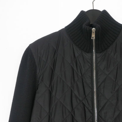Prada Quilted Contrast Driver's Knit Jacket 46 Black