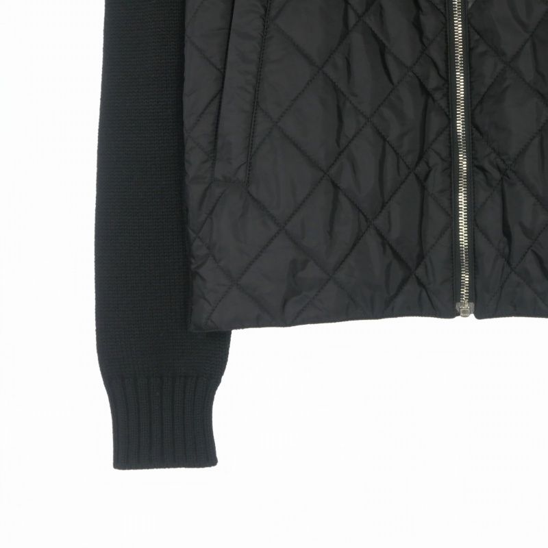Prada Quilted Contrast Driver's Knit Jacket 46 Black