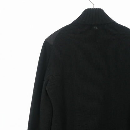 Prada Quilted Contrast Driver's Knit Jacket 46 Black