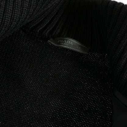 Prada Quilted Contrast Driver's Knit Jacket 46 Black