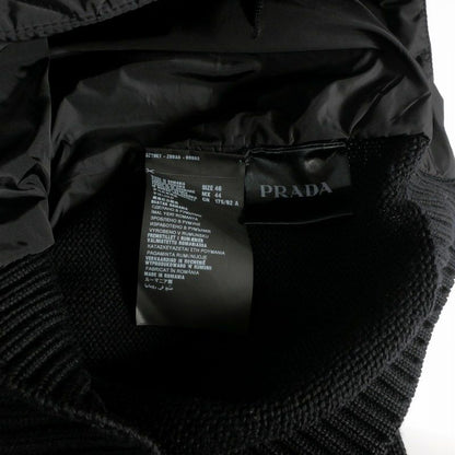 Prada Quilted Contrast Driver's Knit Jacket 46 Black
