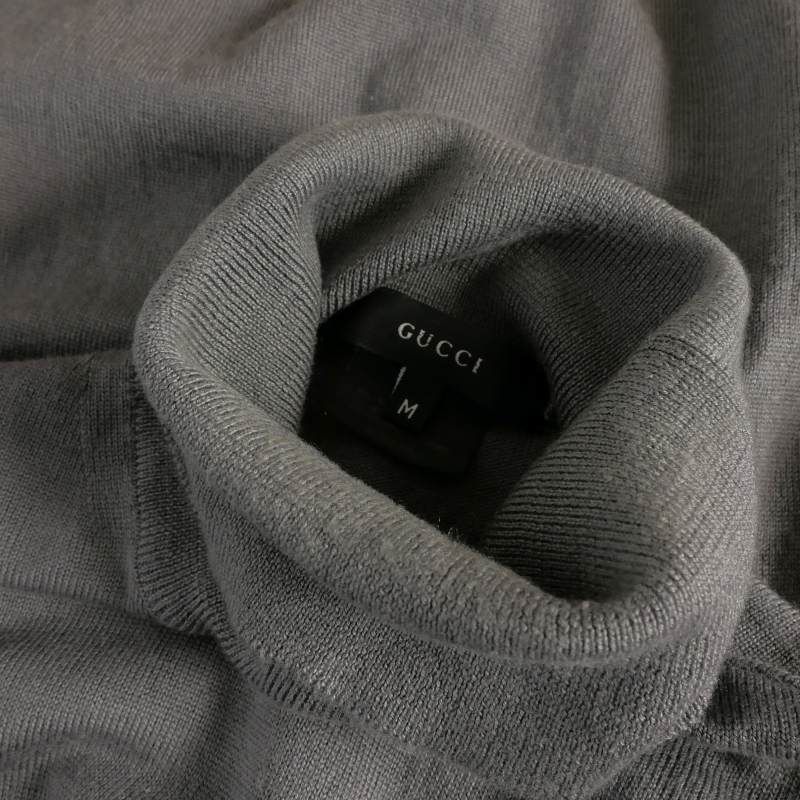 Gucci Cashmere Blend Turtleneck Knit Sweater Long Sleeve M Gray