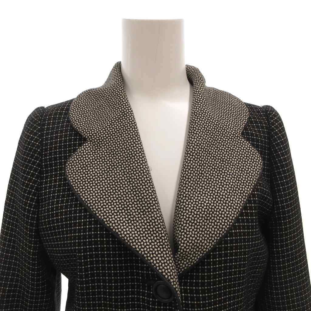 Dior Tailored Jacket Black Leather Check Silk Blend 7