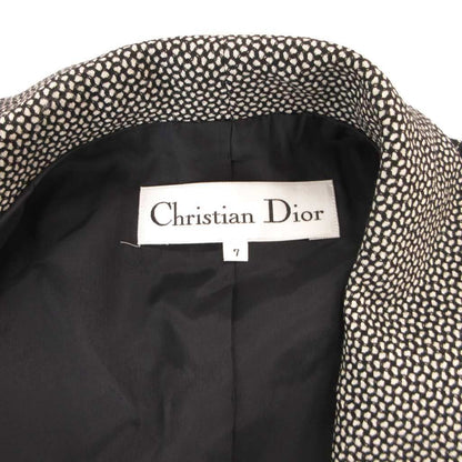 Dior Tailored Jacket Black Leather Check Silk Blend 7