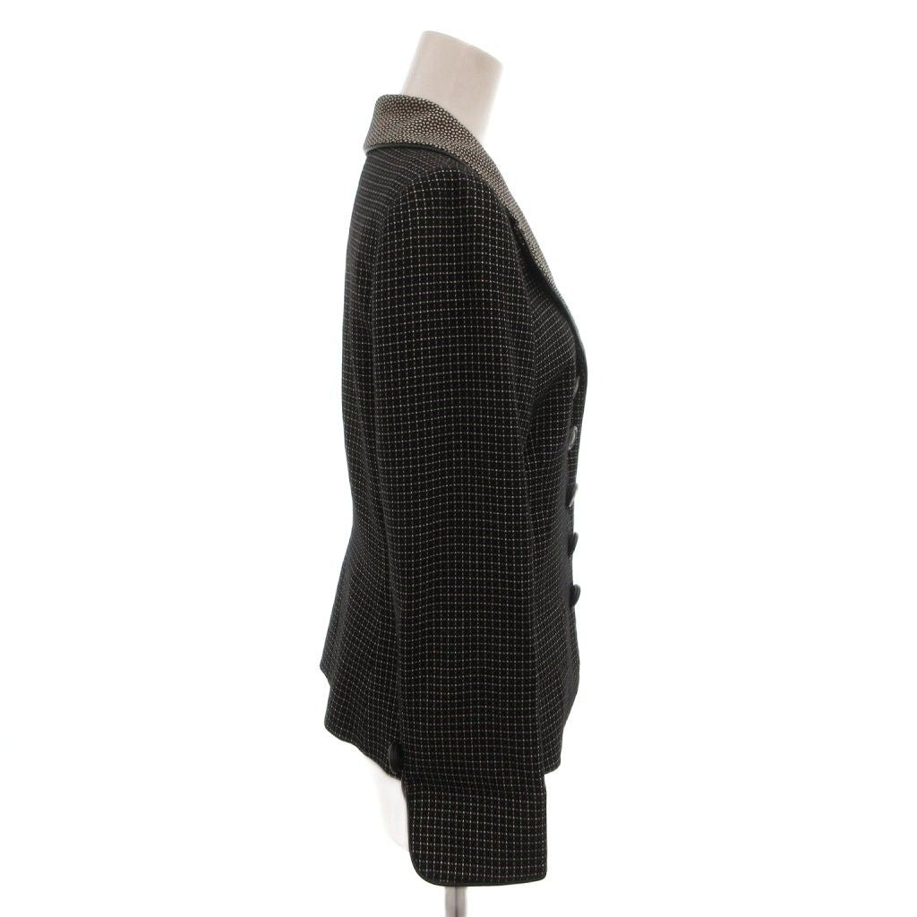 Dior Tailored Jacket Black Leather Check Silk Blend 7