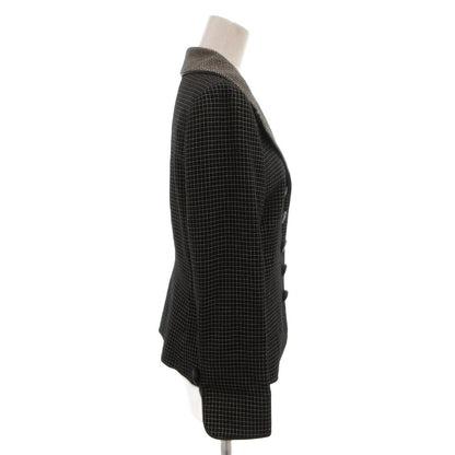 Dior Tailored Jacket Black Leather Check Silk Blend 7