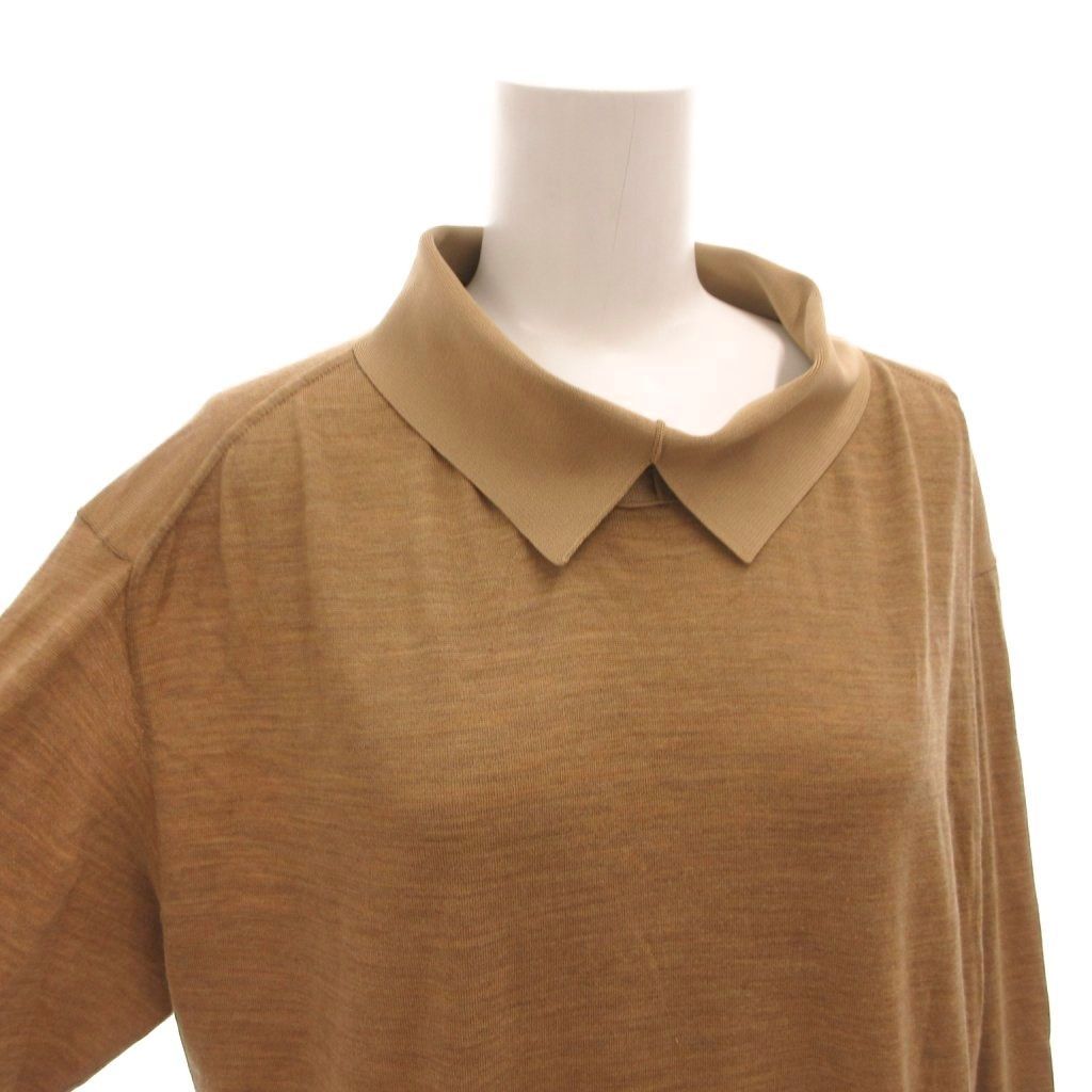 Celine Collared Knit Sweater Long Sleeve Wool S Brown