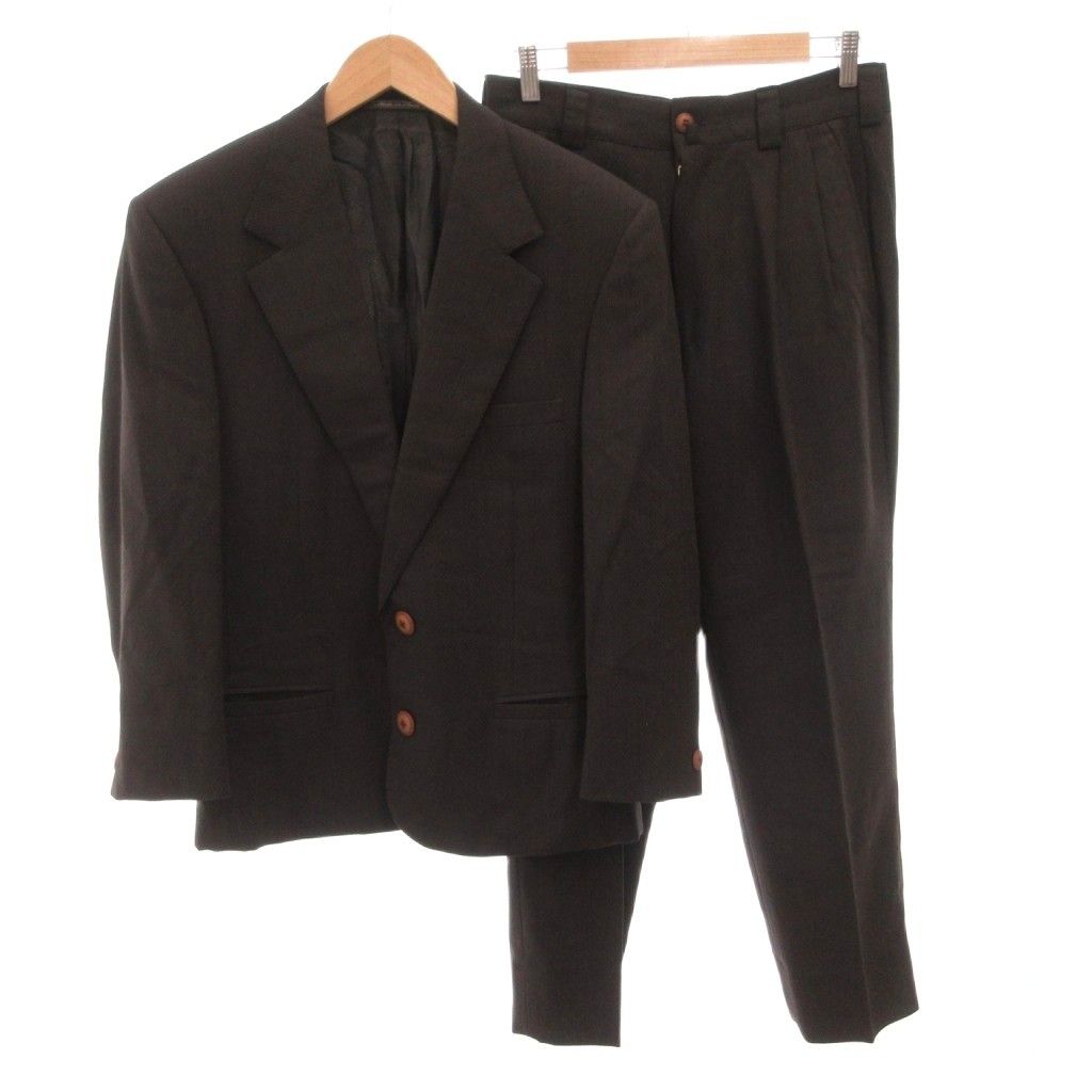 Versace Suit Set Business Jacket Pants Wool Lining Medusa Pattern 46 Brown