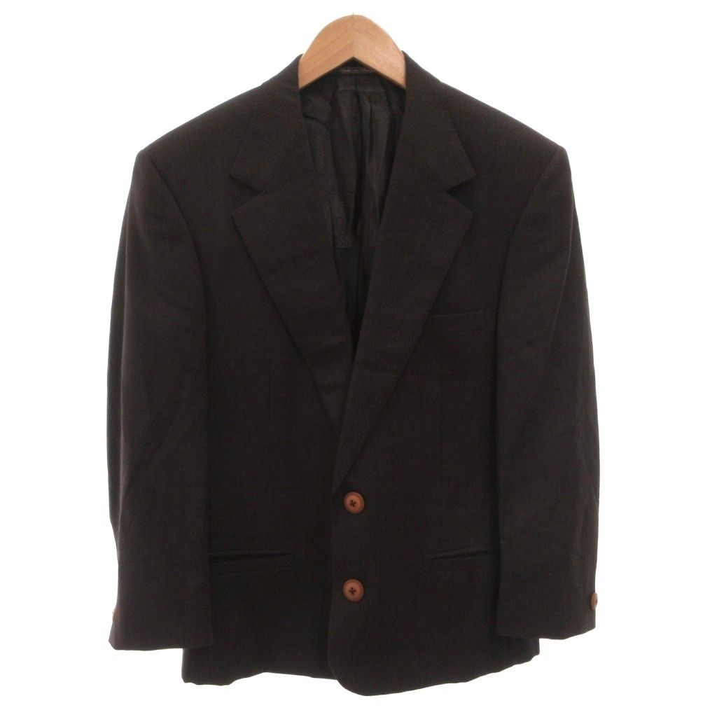 Versace Suit Set Business Jacket Pants Wool Lining Medusa Pattern 46 Brown