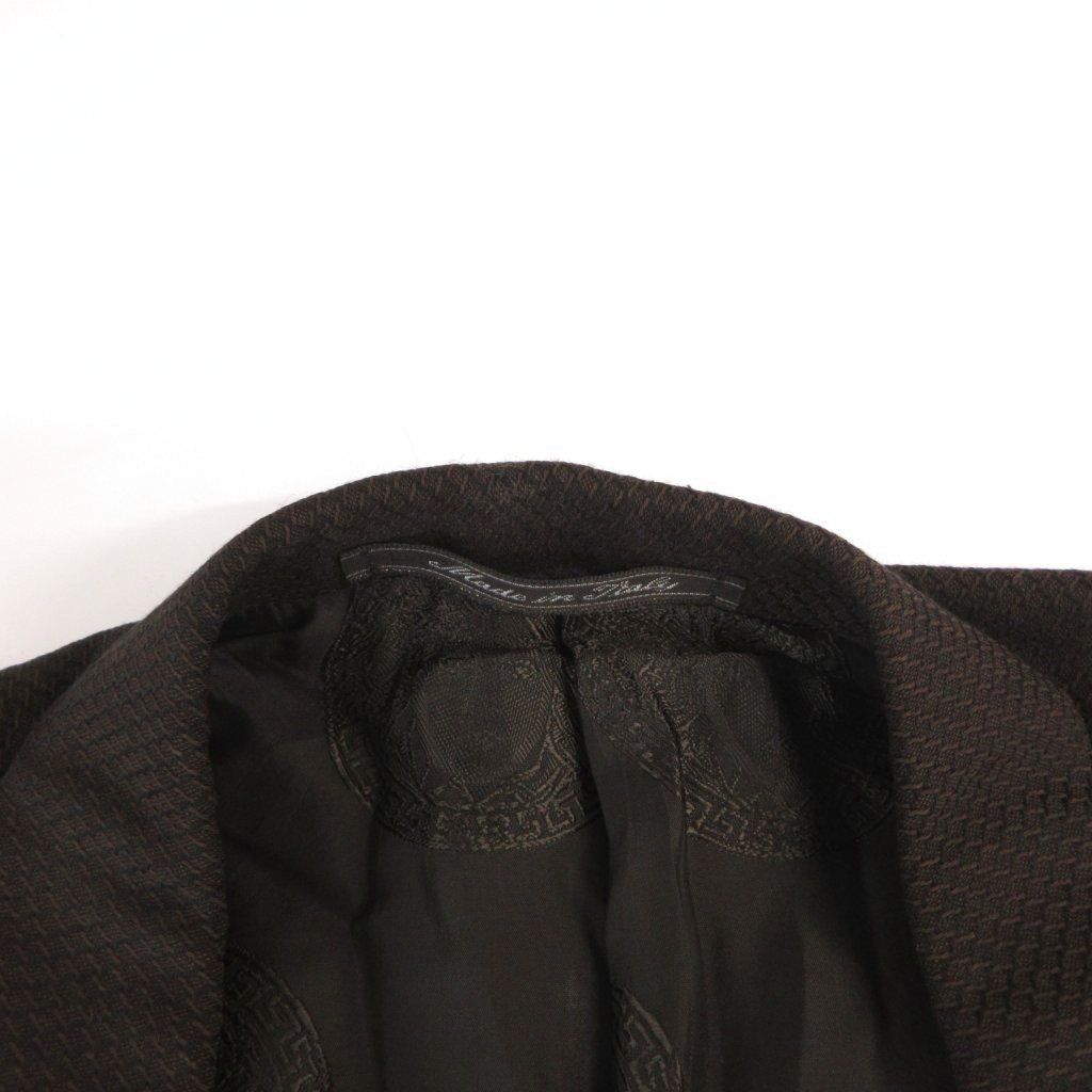 Versace Suit Set Business Jacket Pants Wool Lining Medusa Pattern 46 Brown