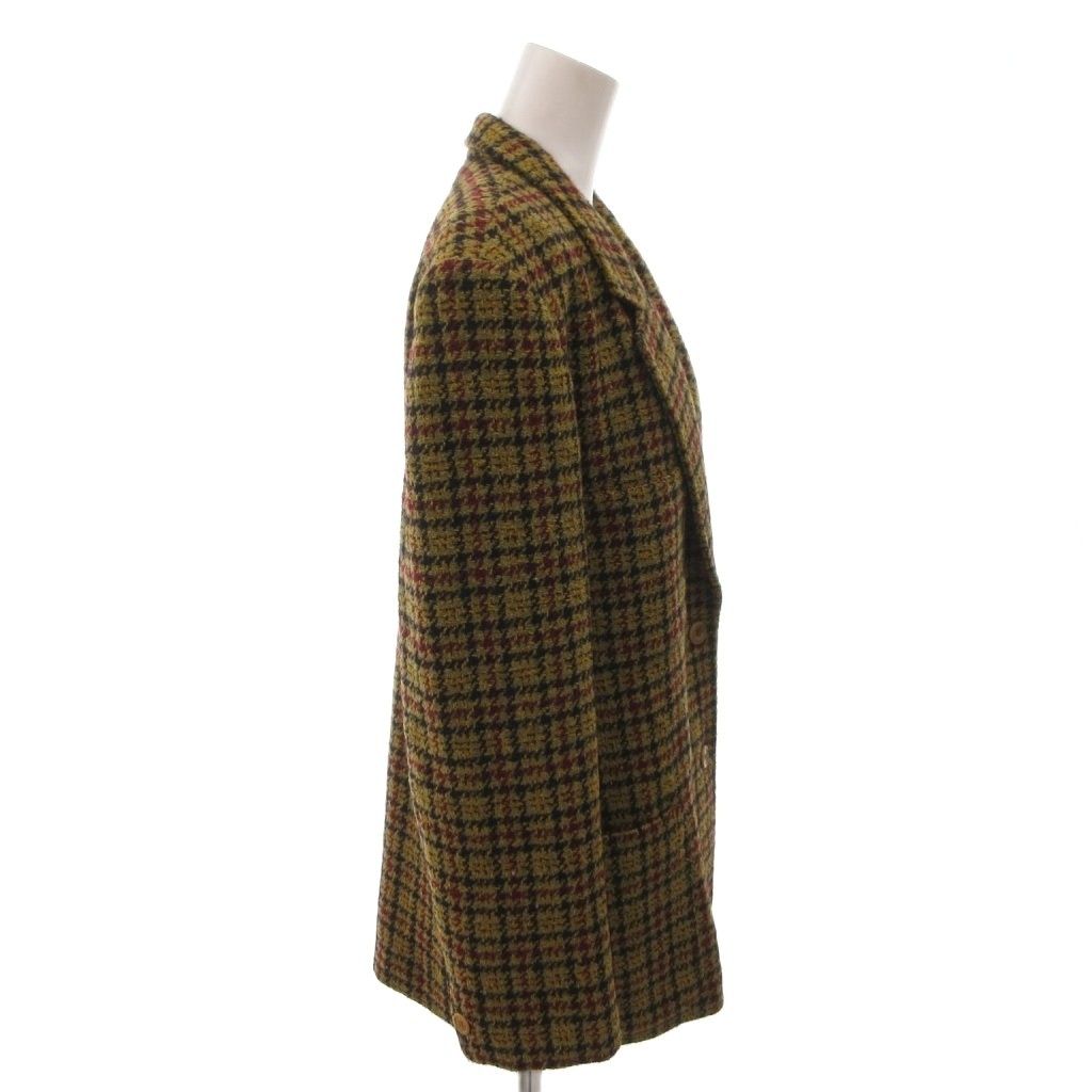 Max Mara Tailored Jacket Black Leather Check Wool 42 Khaki