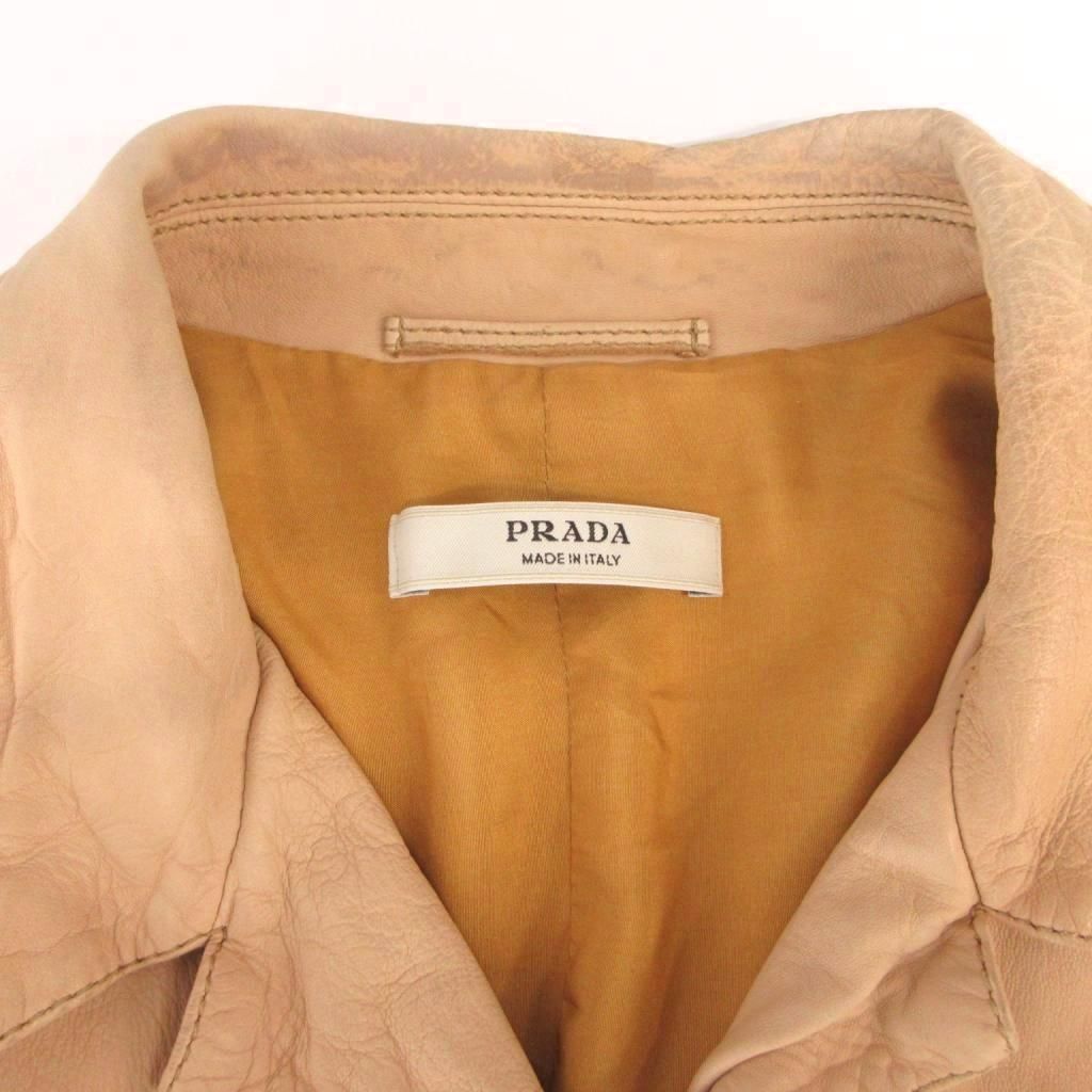 Prada Leather Jacket Epaulette M Brown