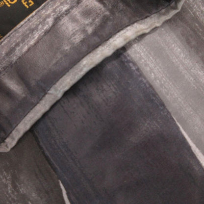 Fendi Shirt Blouse All Over Pattern Glossy Silk Long Sleeve 38 Gray