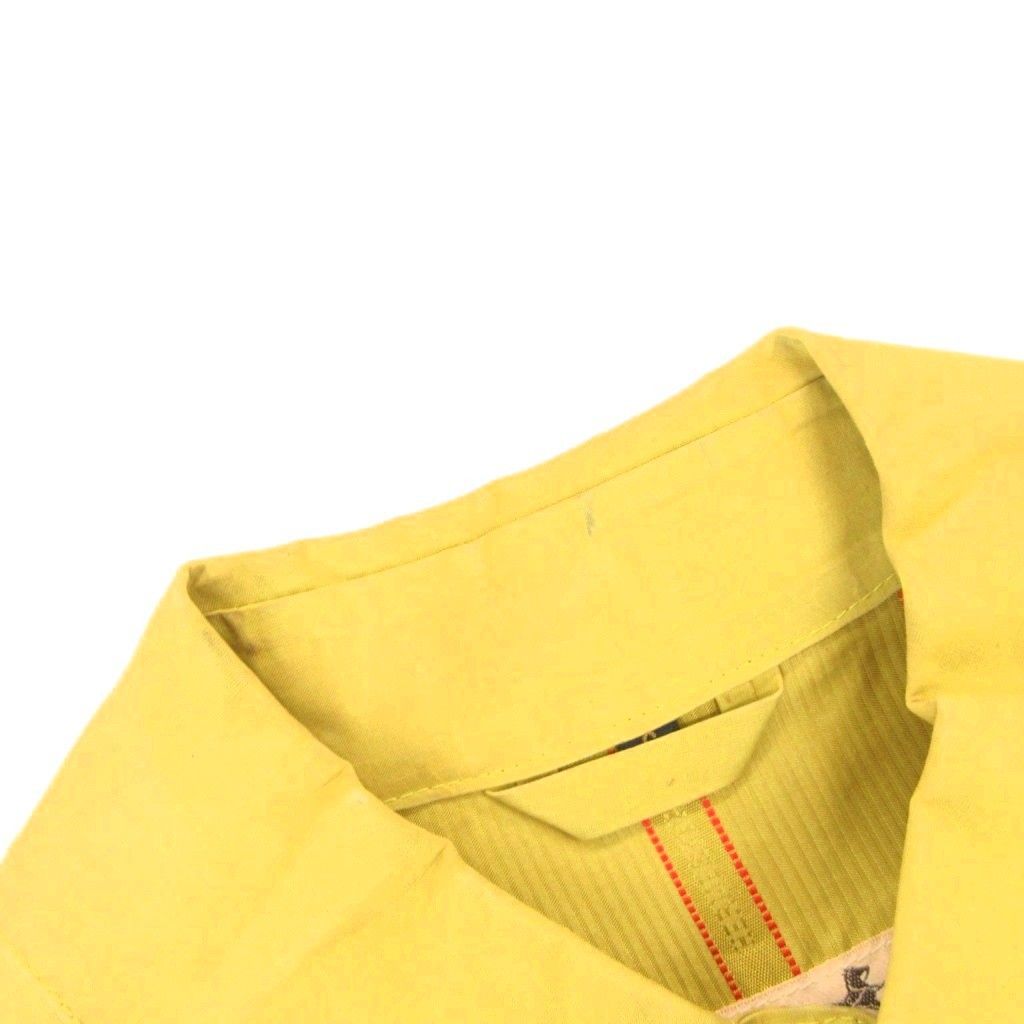 Hermes Rubberized Coat Stainless Steel Knee Length S Yellow Green