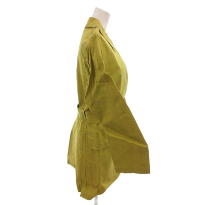 Hermes Rubberized Coat Stainless Steel Knee Length S Yellow Green