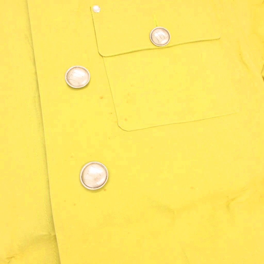 Hermes Rubberized Coat Stainless Steel Knee Length S Yellow Green
