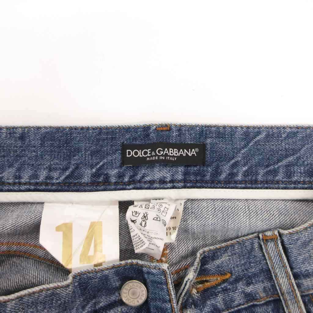 Dolce & Gabbana 14 Denim Pants Jeans Straight Distressed 46 Indigo