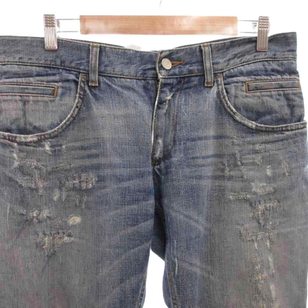 Dolce & Gabbana 14 Denim Pants Jeans Straight Distressed 46 Indigo