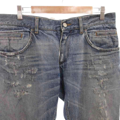 Dolce & Gabbana 14 Denim Pants Jeans Straight Distressed 46 Indigo