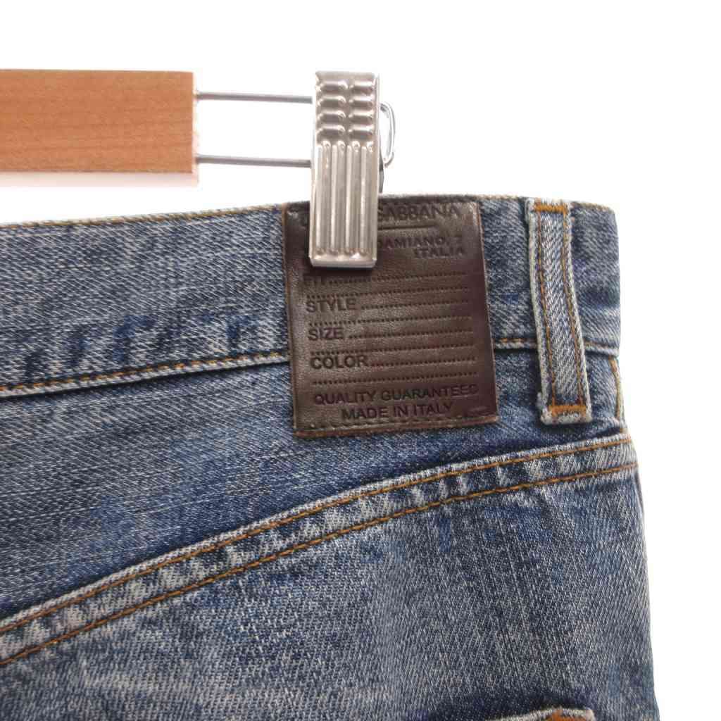 Dolce & Gabbana 14 Denim Pants Jeans Straight Distressed 46 Indigo