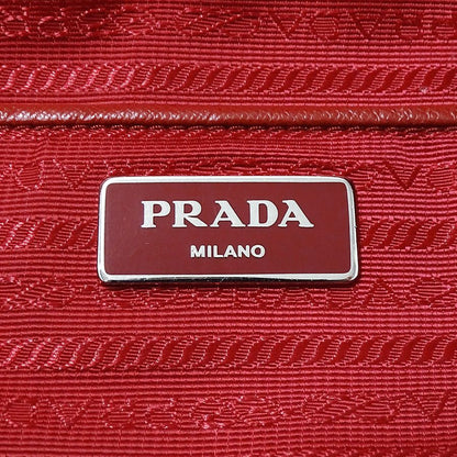 Prada Tote Shoulder Bag 2-Way Nylon Red White Hibiscus Floral Pattern Flower