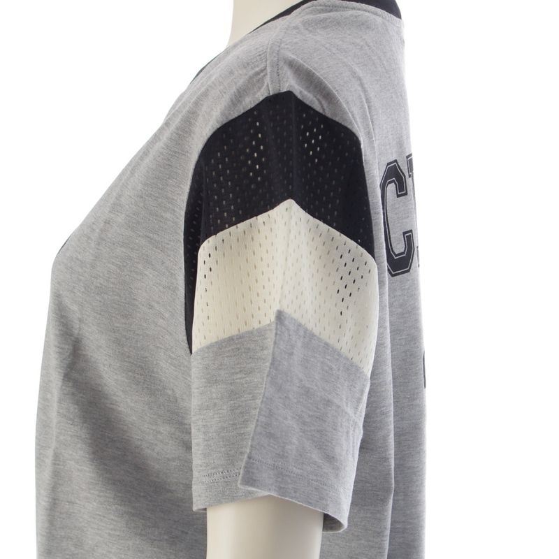Celine Cotton Mesh Logo 16 Seize Short Sleeve T-Shirt Top Gray XS