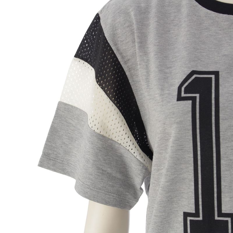 Celine Cotton Mesh Logo 16 Seize Short Sleeve T-Shirt Top Gray XS