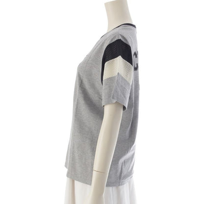 Celine Cotton Mesh Logo 16 Seize Short Sleeve T-Shirt Top Gray XS