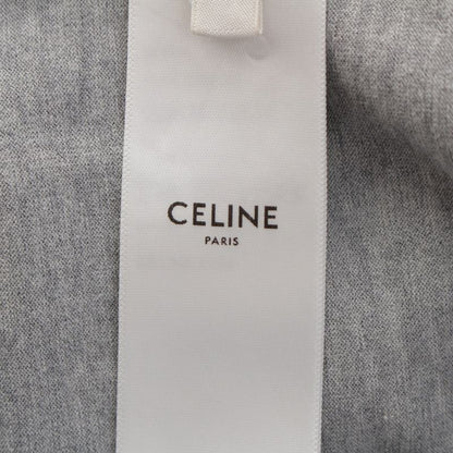 Celine Cotton Mesh Logo 16 Seize Short Sleeve T-Shirt Top Gray XS