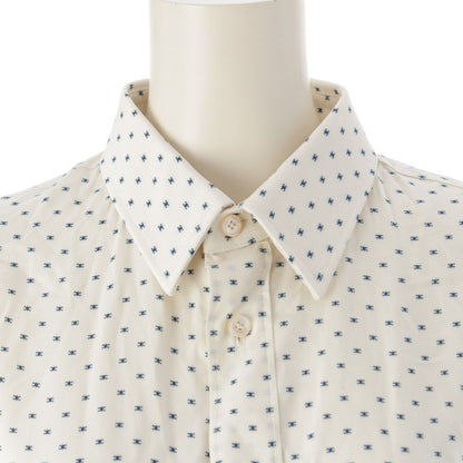 Celine Rayon Viscose Triomphe Loose Blouse Shirt Top Vanilla Navy White 36