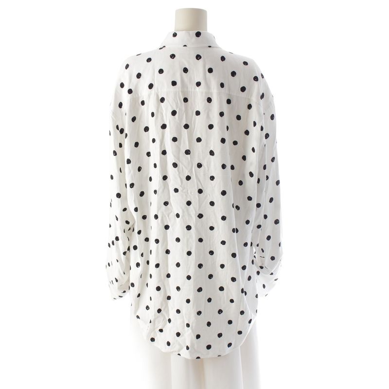 Balenciaga Polka Dot Print Shirt Blouse Top White 34
