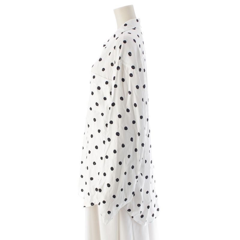 Balenciaga Polka Dot Print Shirt Blouse Top White 34