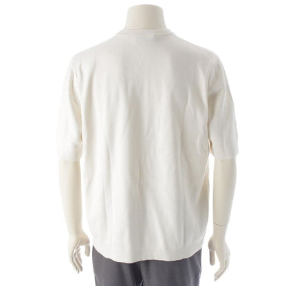 Gucci Silk Cotton Logo Embroidery Short Sleeve Sweater Knit Top White XL