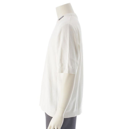 Gucci Silk Cotton Logo Embroidery Short Sleeve Sweater Knit Top White XL