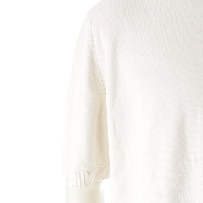 Gucci Silk Cotton Logo Embroidery Short Sleeve Sweater Knit Top White XL