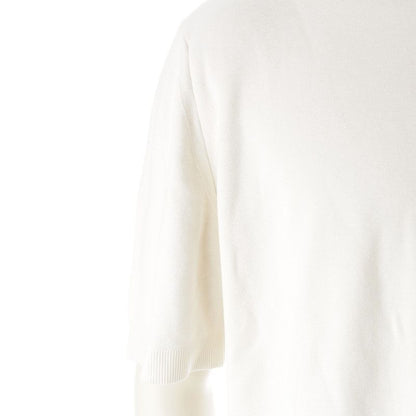 Gucci Silk Cotton Logo Embroidery Short Sleeve Sweater Knit Top White XL