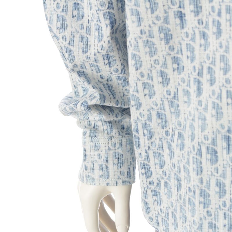 Dior Cotton Denim Long Sleeve Shirt Top Blue 40