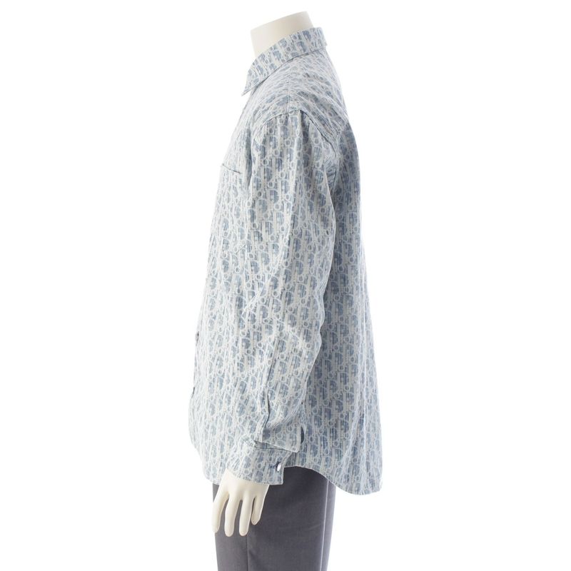 Dior Cotton Denim Long Sleeve Shirt Top Blue 40