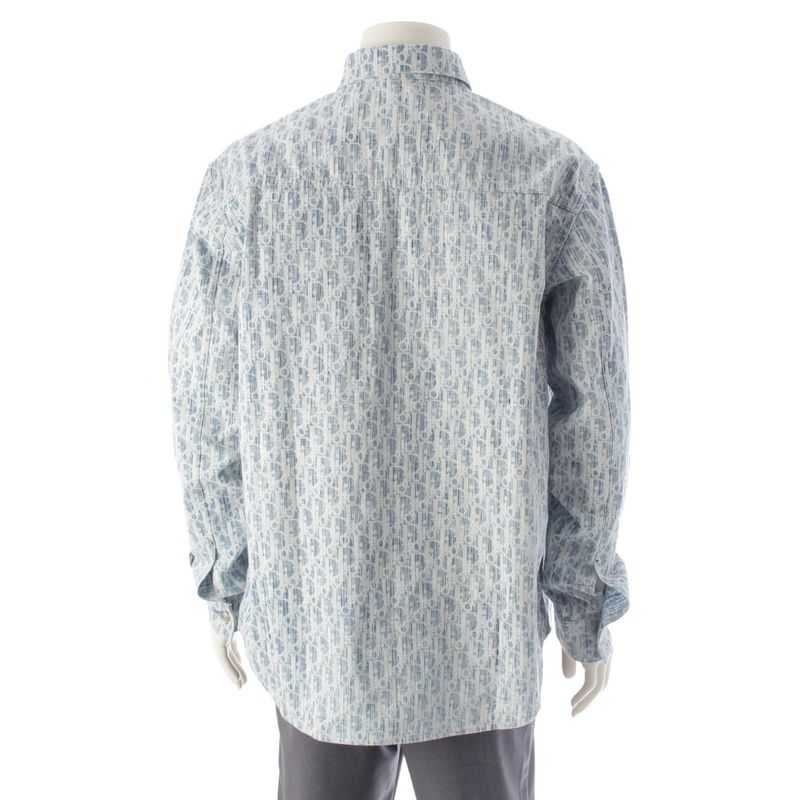 Dior Cotton Denim Long Sleeve Shirt Top Blue 40