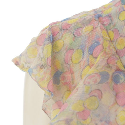Chanel Silk CC Logo Dot Pattern All Over Ruffle Sleeveless Shirt Blouse Top