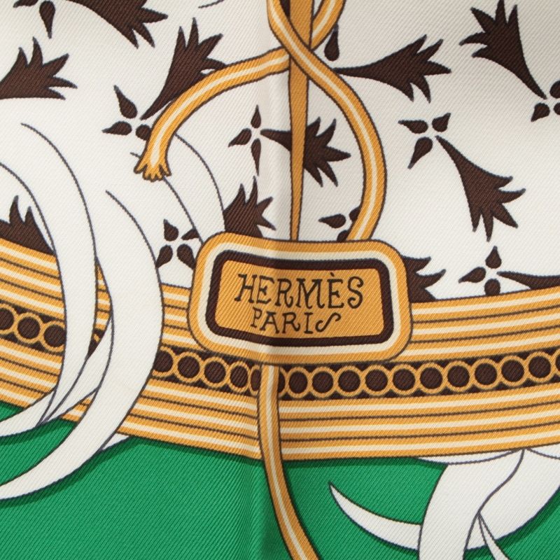 Hermes Carre 90 Silk Legende Brodee Embroidered Legend Scarf Green 90