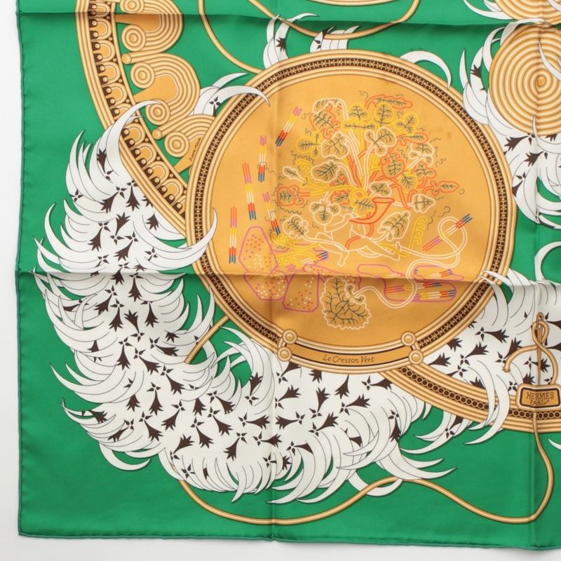 Hermes Carre 90 Silk Legende Brodee Embroidered Legend Scarf Green 90