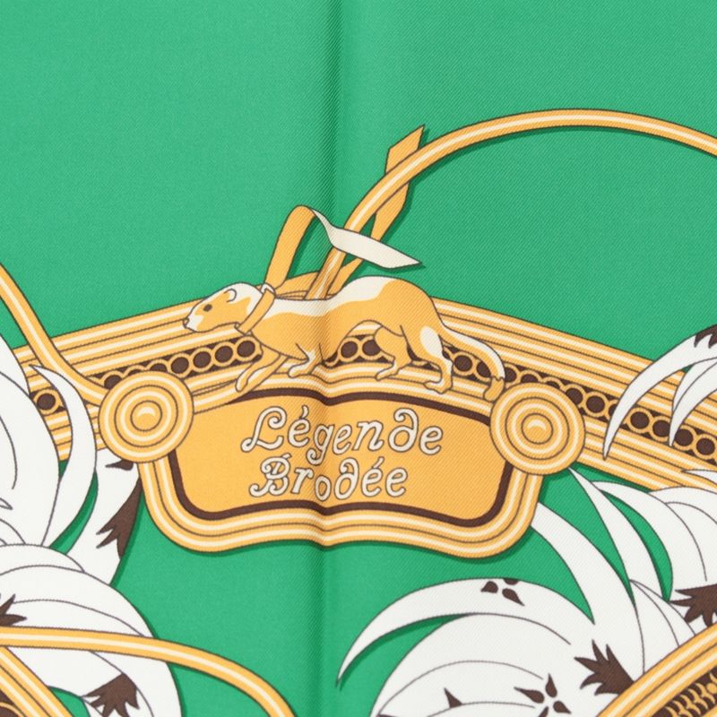 Hermes Carre 90 Silk Legende Brodee Embroidered Legend Scarf Green 90