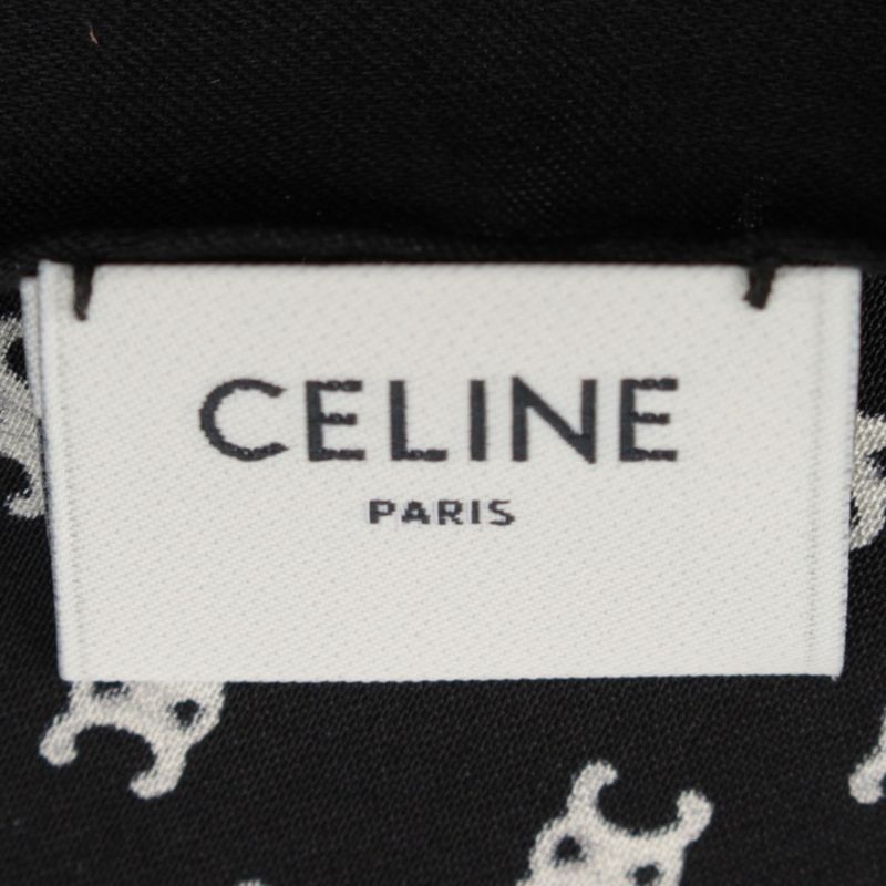 Celine Silk Triomphe Logo Large Scarf Black White