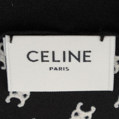 Celine Silk Triomphe Logo Large Scarf Black White