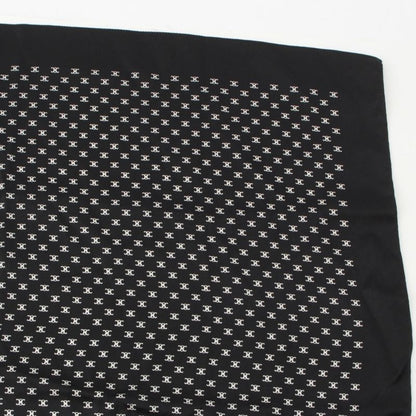 Celine Silk Triomphe Logo Large Scarf Black White